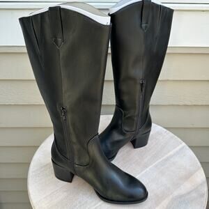 LC Lauren Conrad Proof Womens Size 9 Knee High Black Boots Faux Leather Heel New